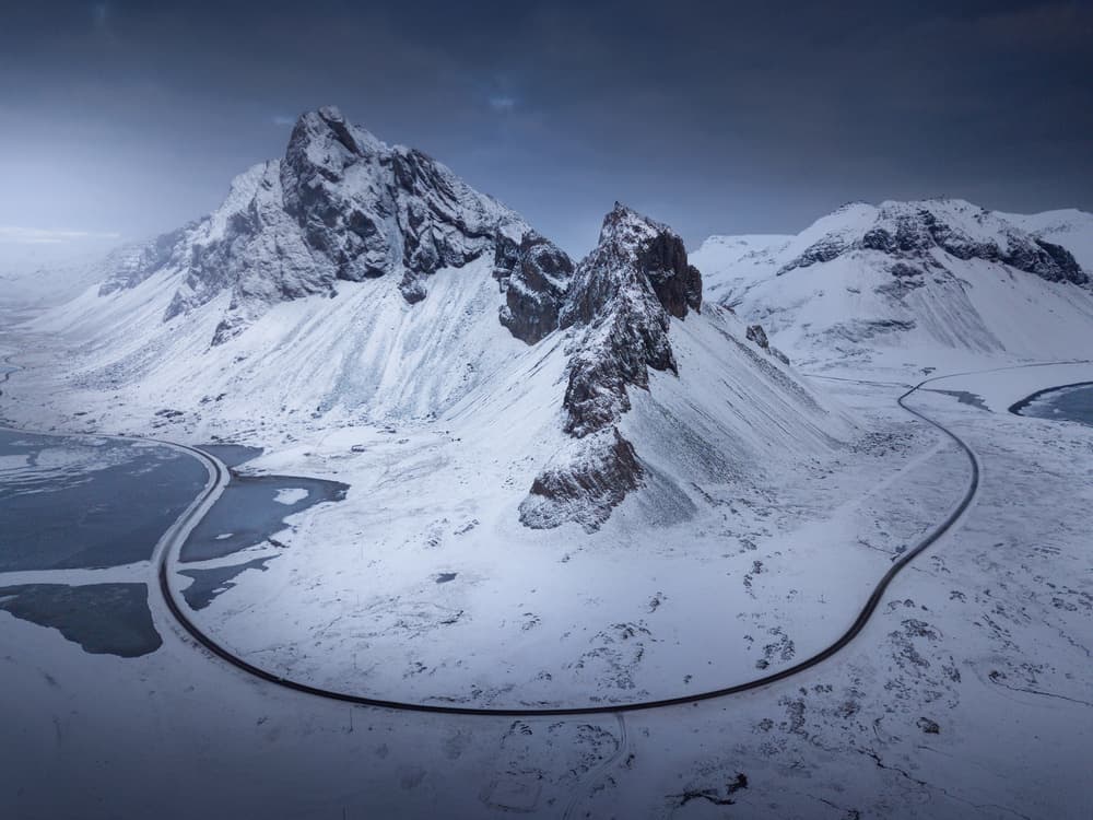 Winding Winter Mountain Road by Antonio Carrillo Lopez — canvas wall art
