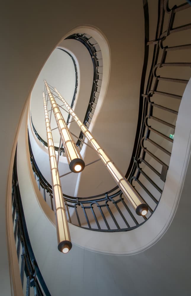 Modern Spiral Staircase Lights by Isabelle DUPONT — canvas wall art