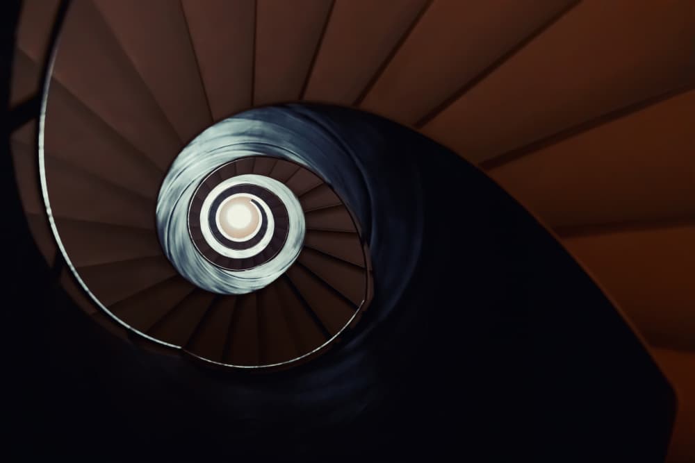 Winding Spiral Stairs by Roswitha Schleicher-Schwarz — canvas wall art