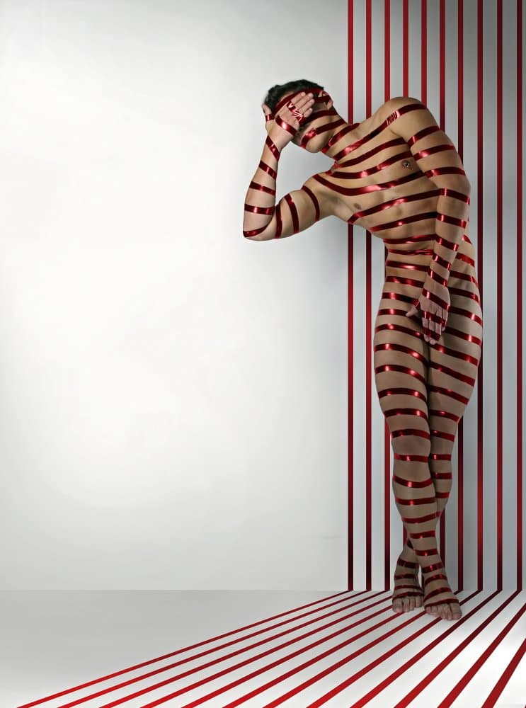 Red Striped Illusion by DDiArte — canvas wall art