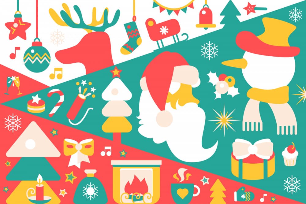 Jolly Christmas Elements by Marika Barsrsind — canvas wall art