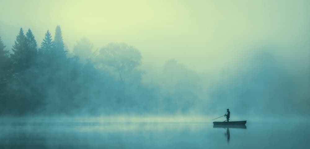 Peaceful Misty Lake by Lucie Gagnon — canvas wall art