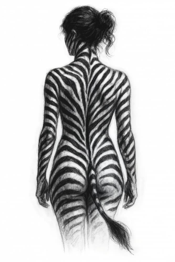 Elegant Zebra Woman by Natalie Bruns — canvas wall art