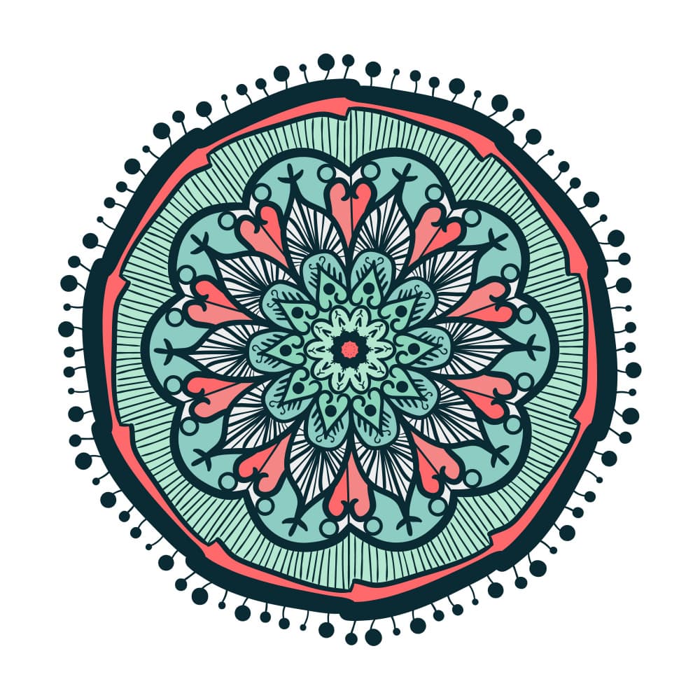 Teal Coral Mandala Bloom by Marika Barsrsind — canvas wall art
