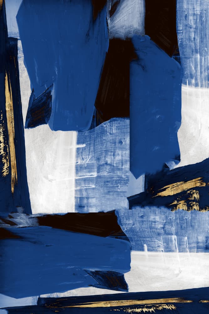 Abstract Blue and Gold by cartissi — canvas wall art