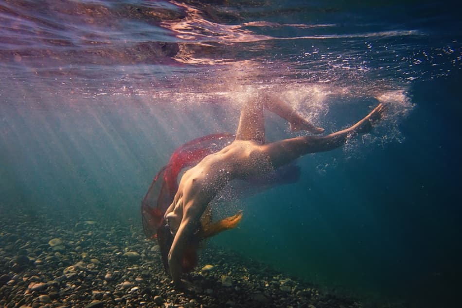 Graceful Underwater Nude by Dmitry Frizel — canvas wall art