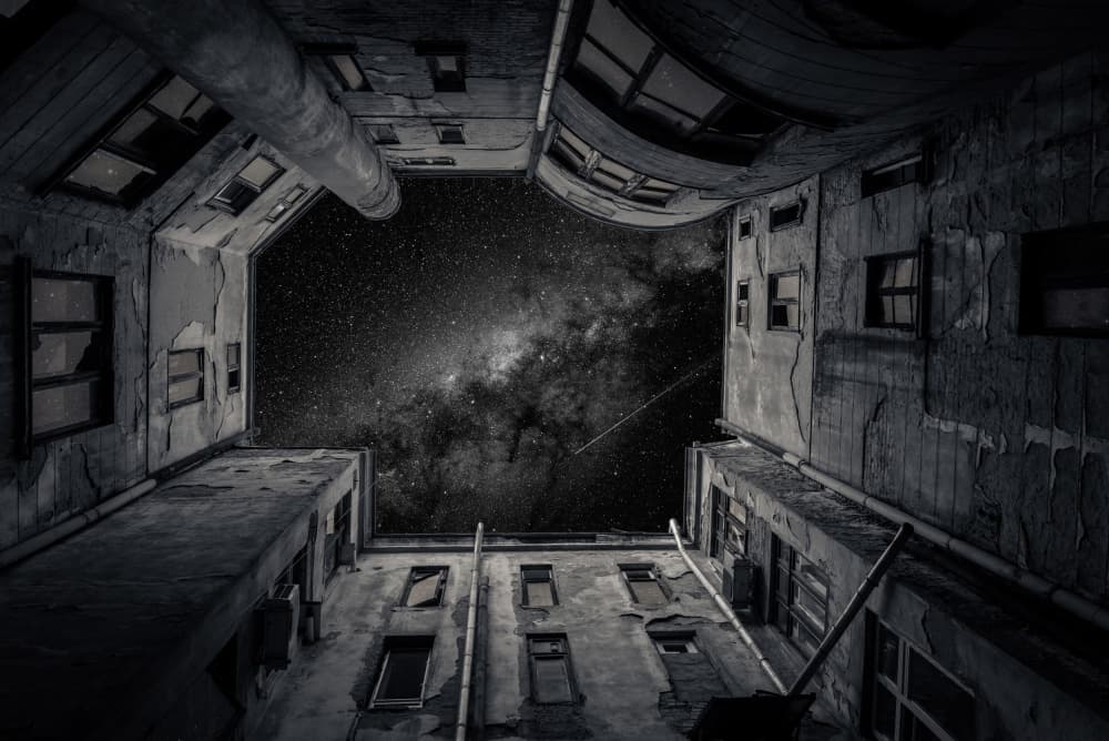 Milky Way Courtyard View by Vlad Cioplea — canvas wall art