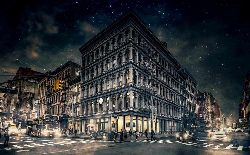 Starry Night City Street by Jackson Carvalho — canvas wall art