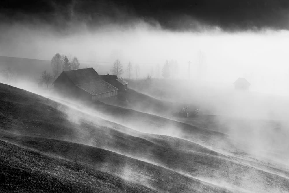 Misty Farmhouse Hills by Sveduneac Dorin Lucian — canvas wall art