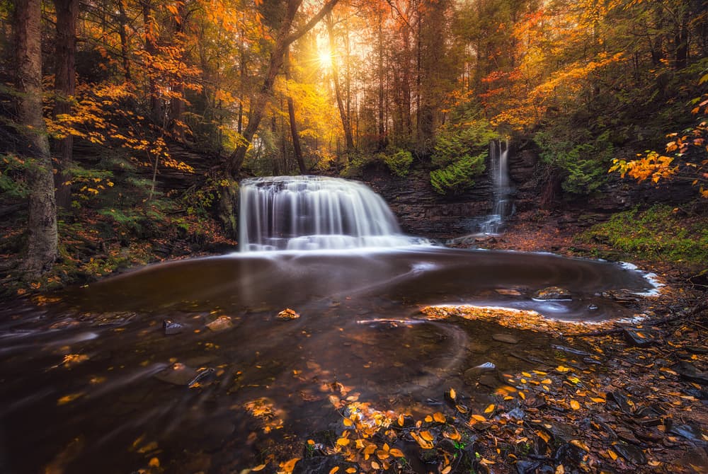 Golden Autumn Waterfall by Matt Anderson — canvas wall art