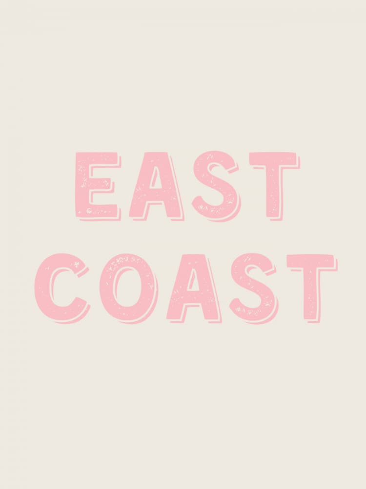 Pink East Coast Typography by Jolly and Dash — canvas wall art