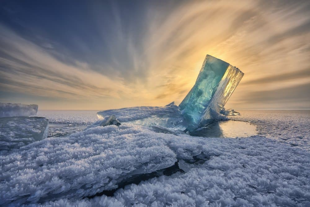 Golden Ice Landscape by César Vega Toledano — canvas wall art