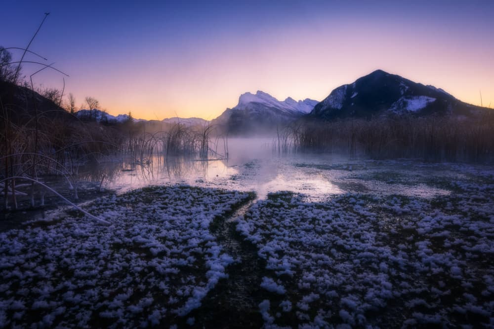 Misty Mountain Dawn by Junbo Liang — canvas wall art