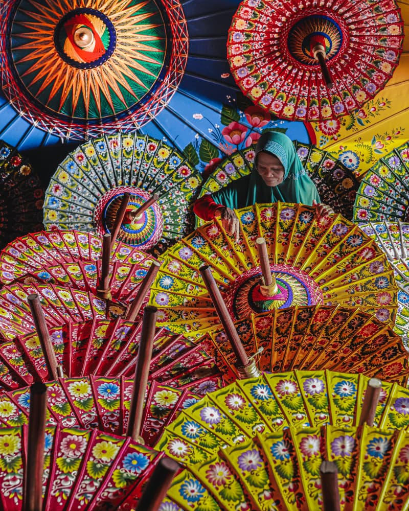 Vibrant Hand-Painted Umbrellas by Gatot Herliyanto — canvas wall art