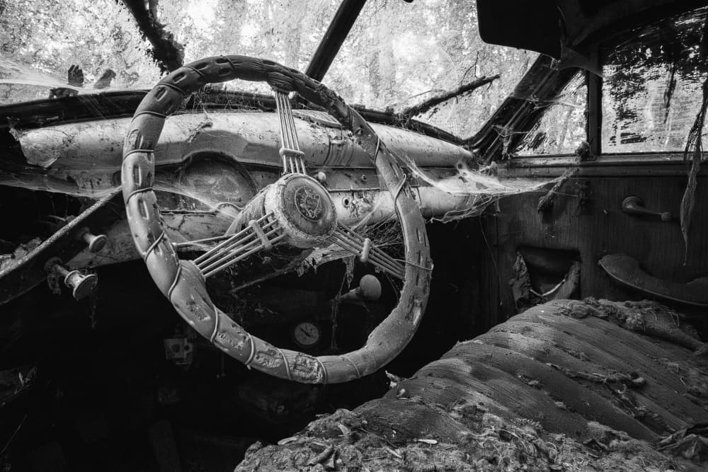 Abandoned Car Interior by Adam Dauria ☂ — canvas wall art