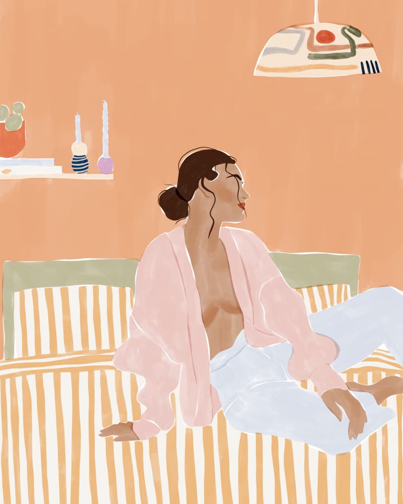 Relaxed Morning in Bedroom by Ivy Green Illustrations — canvas wall art