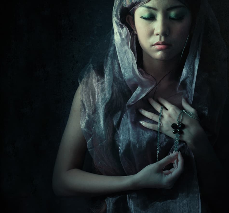 Mysterious Woman with Necklace by Hari Sulistiawan — canvas wall art