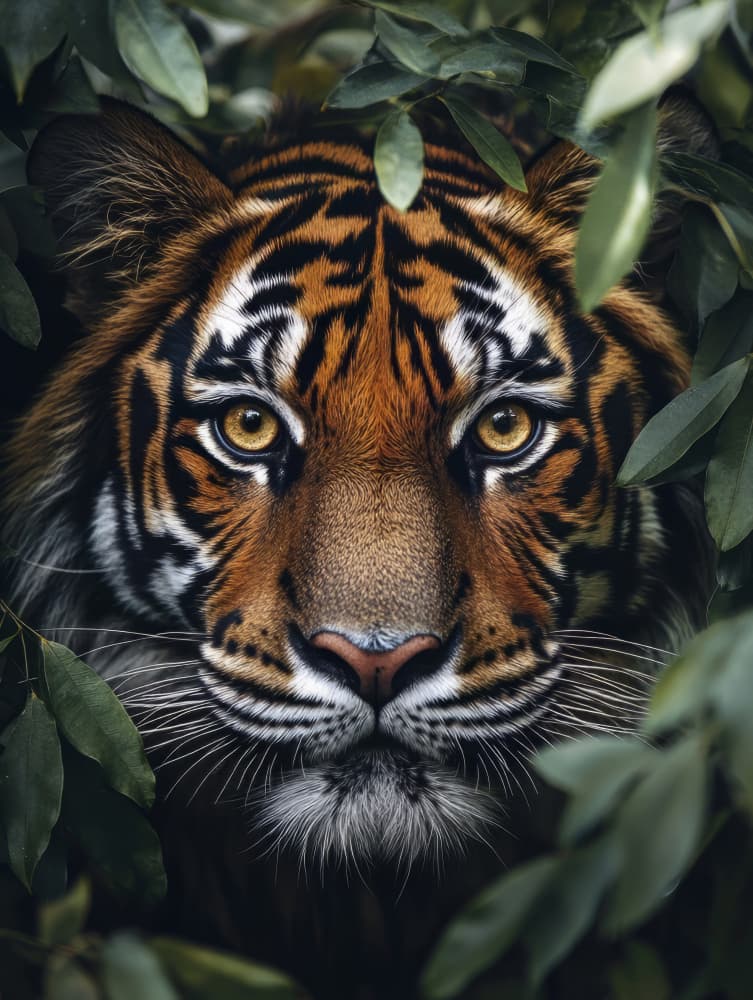 Wild Tiger Intense Gaze by Bilge Paksoylu — canvas wall art