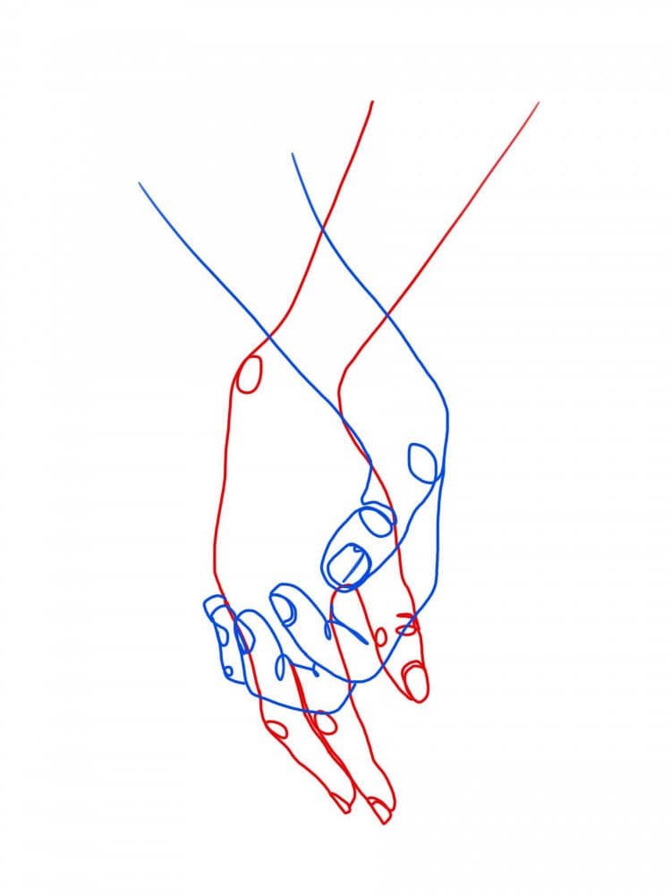 Holding Hands Line Art by Hanna Lee Tidd — canvas wall art
