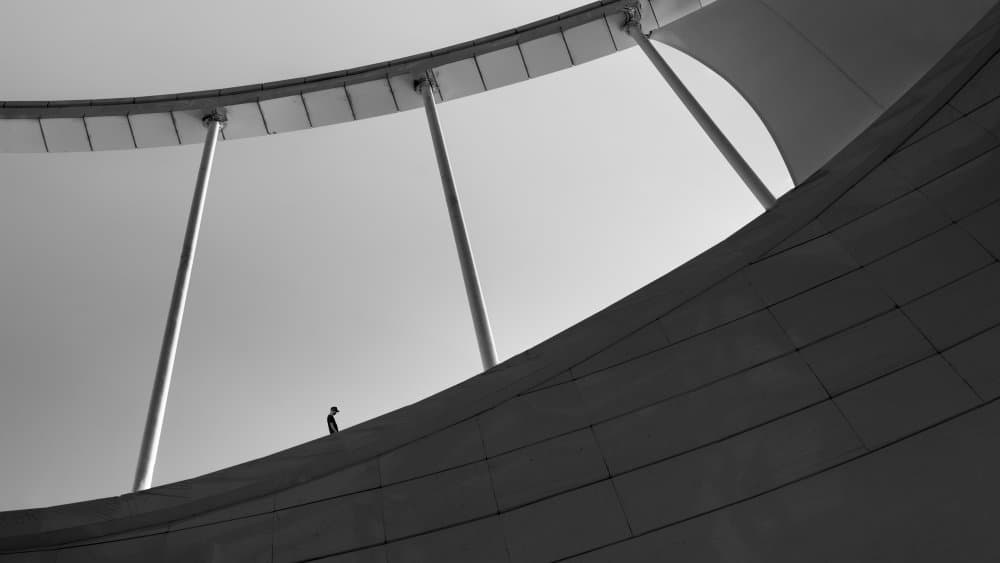 Lone Figure Modern Architecture by alizolghadri93 — canvas wall art