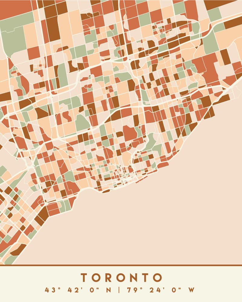Abstract Toronto City Map by Emiliano Deificus — canvas wall art