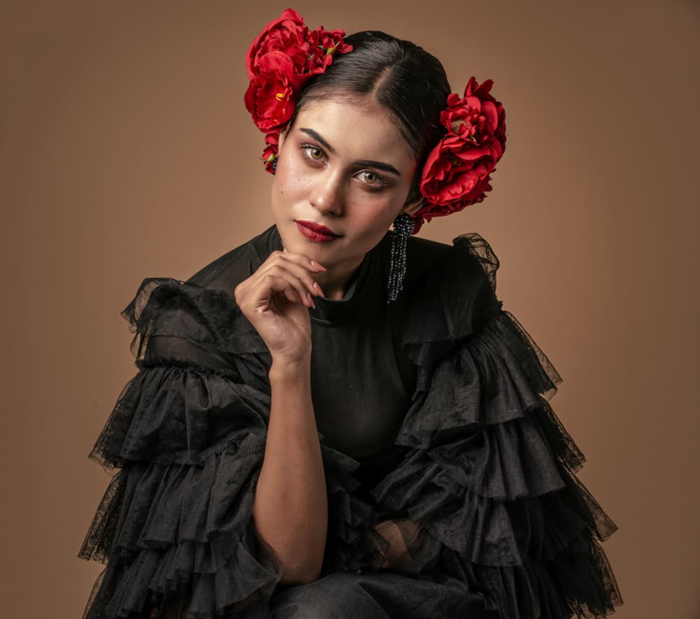 Elegant Floral Portrait by DEBASISH CHATTOPADHYAY — canvas wall art