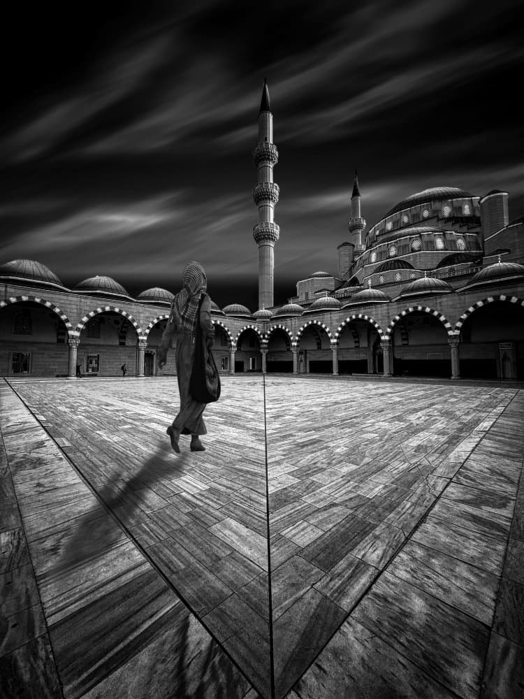 Dramatic Mosque Courtyard by Jiahong Zeng — canvas wall art