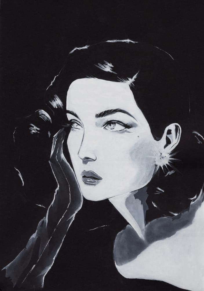 Elegant Retro Gaze by Helena Engström — canvas wall art