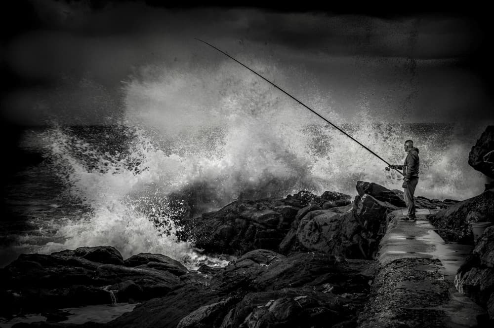 Stormy Sea Fisherman by Alessandro Traverso — canvas wall art