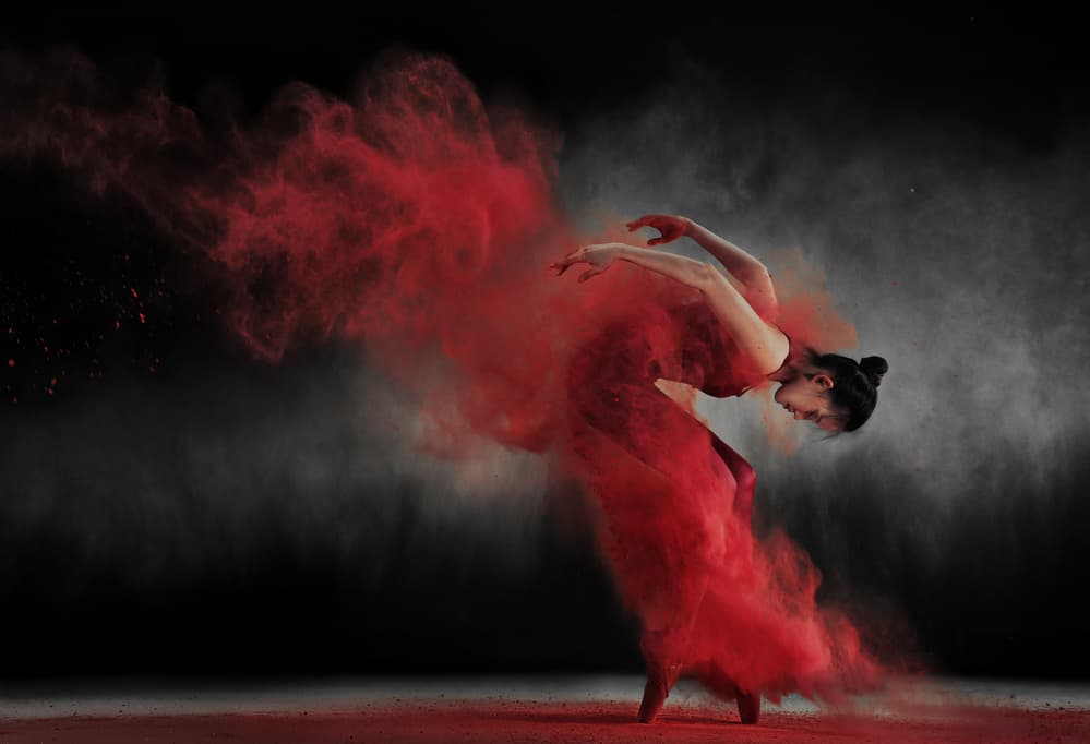Red Powder Dance by Sebastian Kisworo — canvas wall art