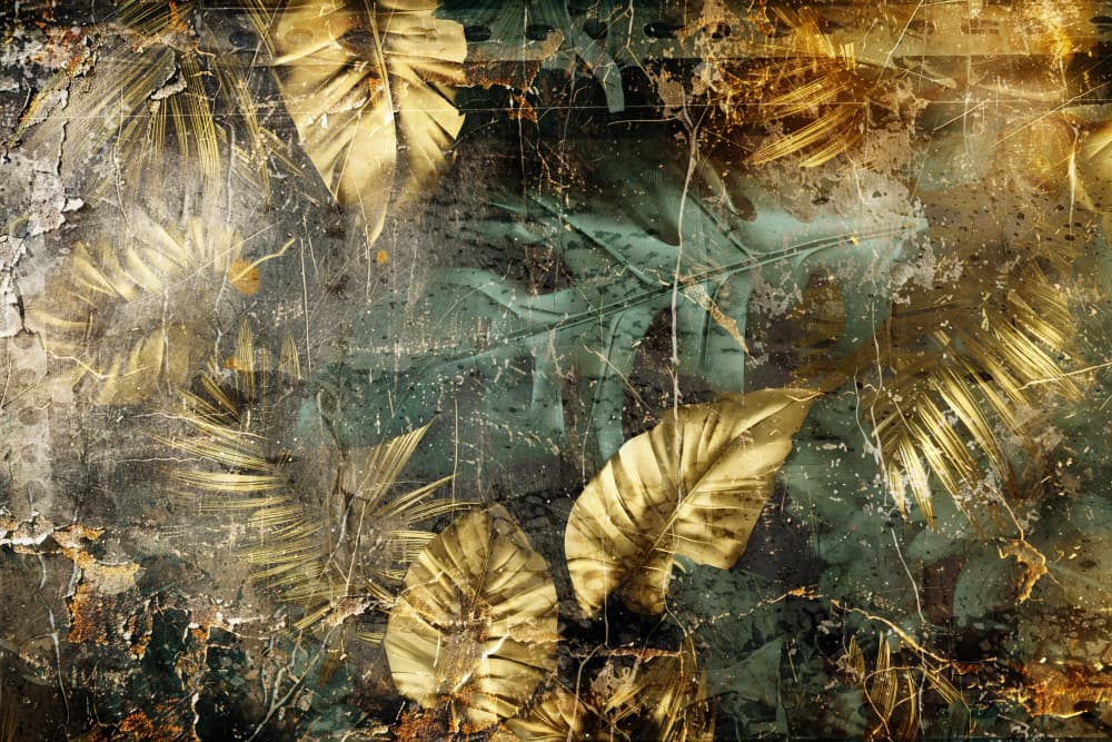 Golden Tropical Grunge by Rafal Kulik — canvas wall art