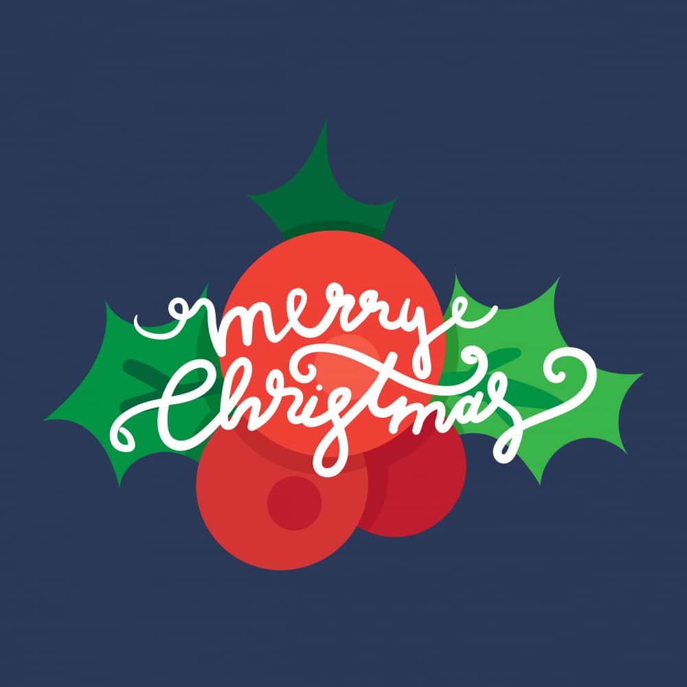 Merry Christmas Holly Berries by Marika Barsrsind — canvas wall art