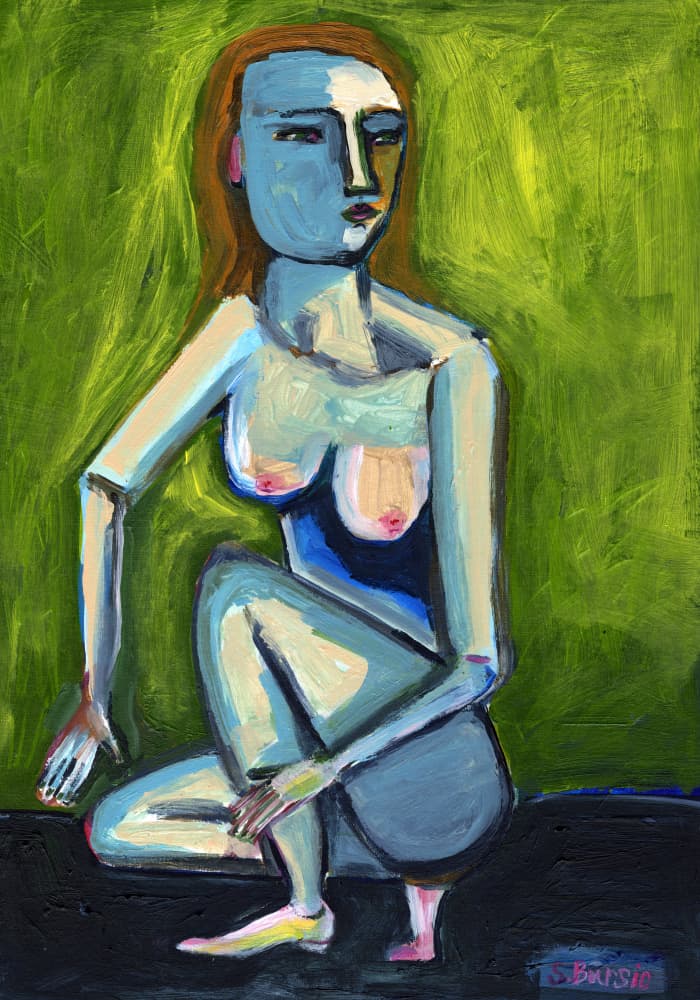 Pensive Blue Nude by Sharyn Bursic — canvas wall art