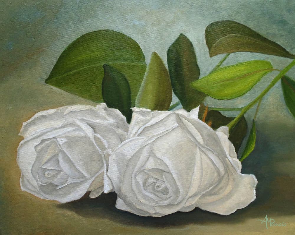 White Roses by Angeles M. Pomata — canvas wall art