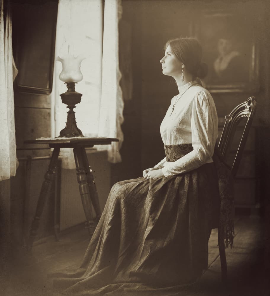 Vintage Woman By Window by Magdalena Russocka — canvas wall art