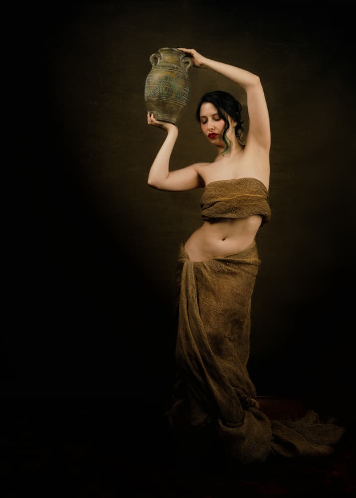 Draped Woman With Vase by Deming W — canvas wall art