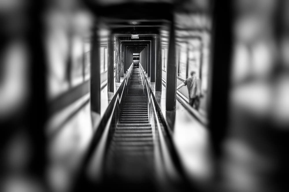 Deep Escalator Perspective by Ina Tänzer — canvas wall art