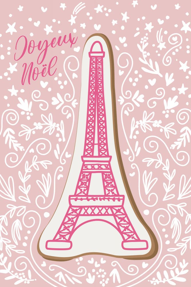 Pink Paris Christmas Cookie by Rosana Laiz Blursbyai — canvas wall art