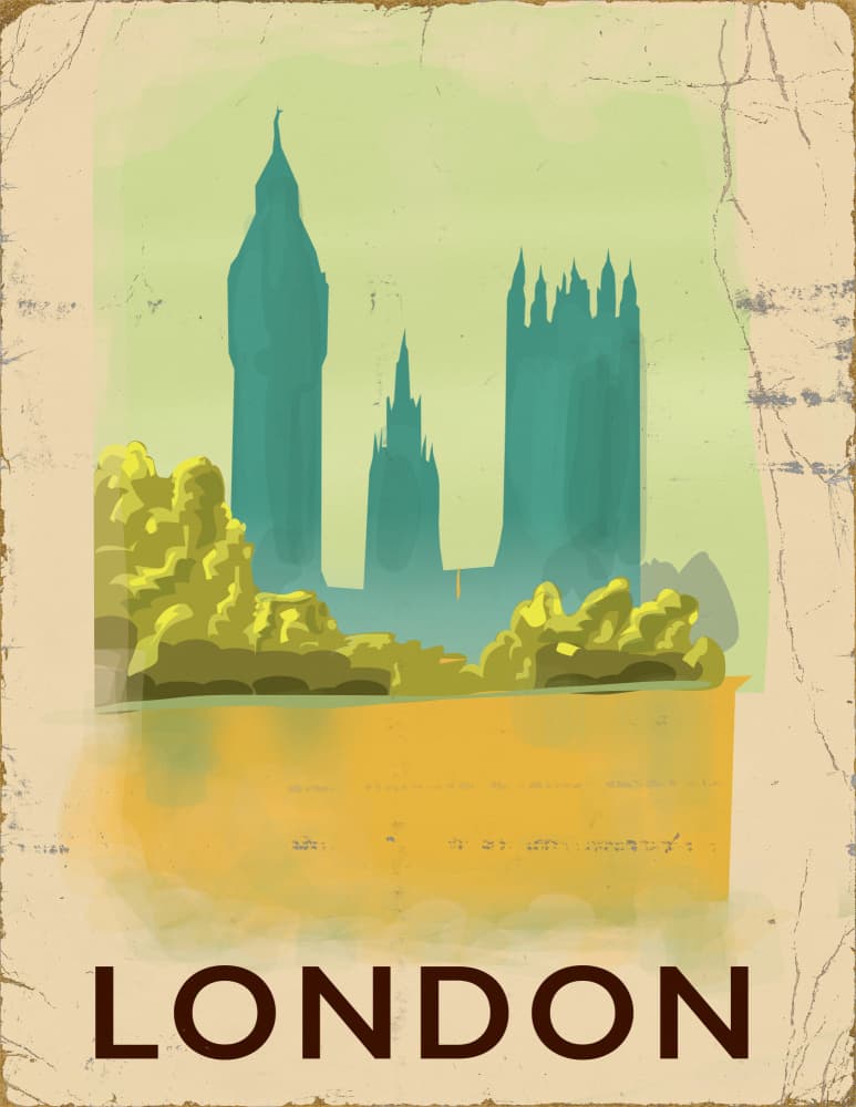 Vintage London Skyline by Nicholas — canvas wall art