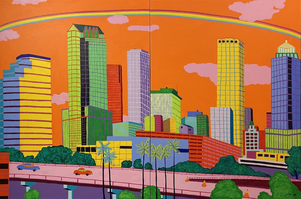 Tampa Skyline Rainbow by Sue Graef — canvas wall art