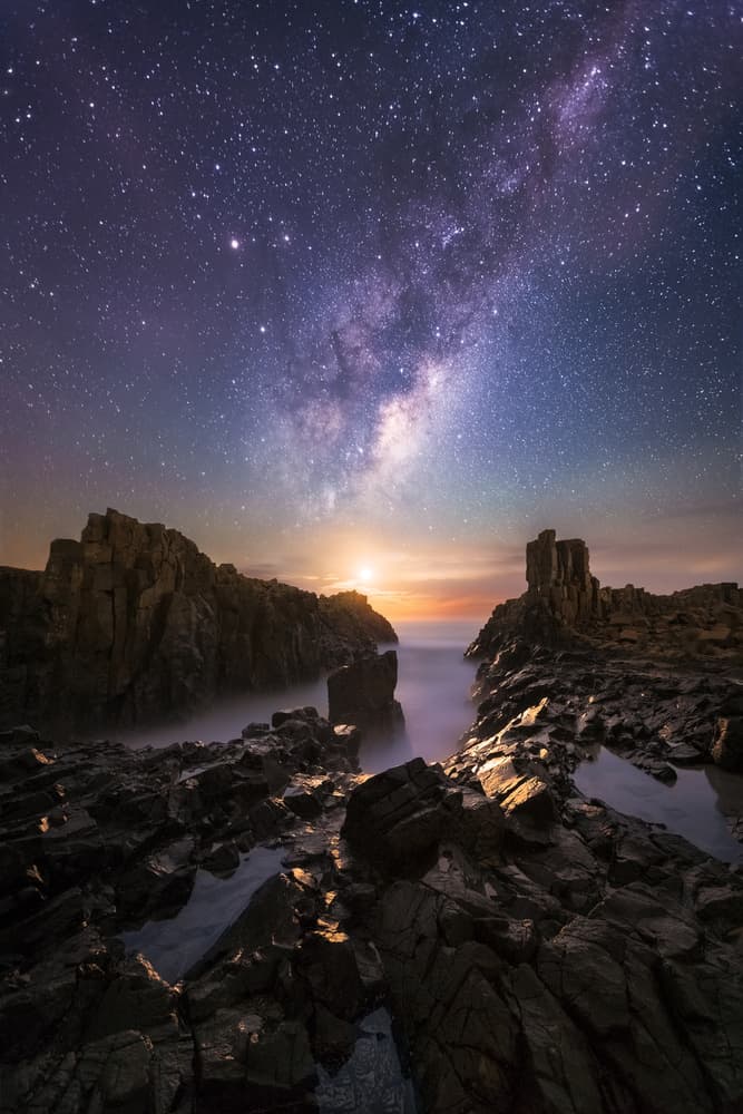 Milky Way Coast Horizon by Tim Fan — canvas wall art