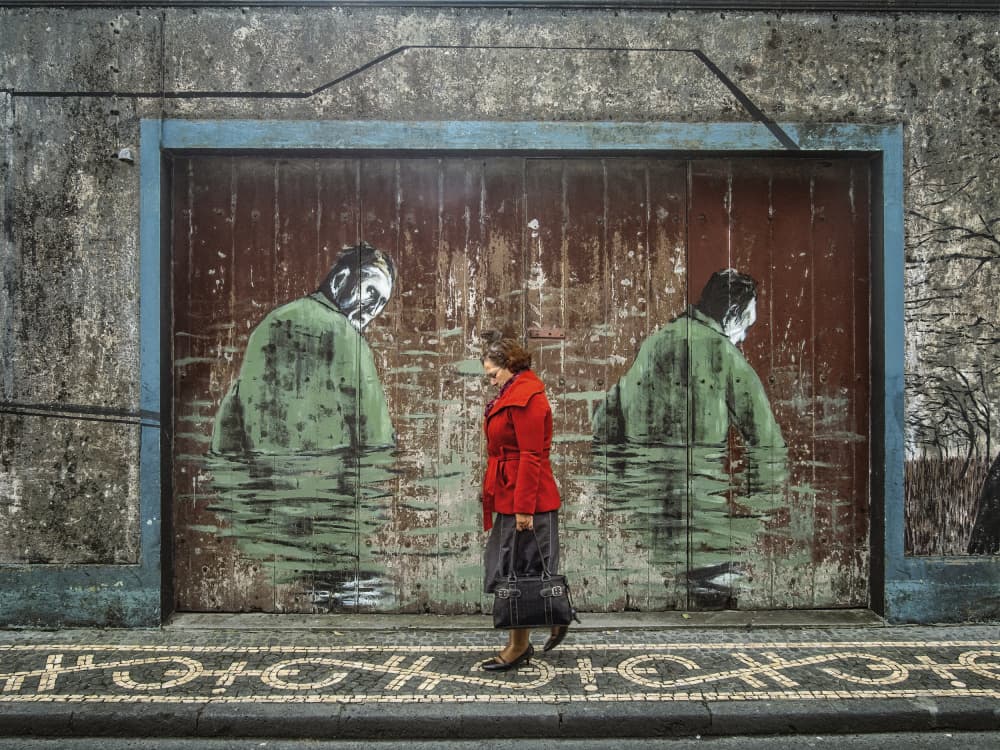 Red Coat Street Art by Fernando Abreu — canvas wall art
