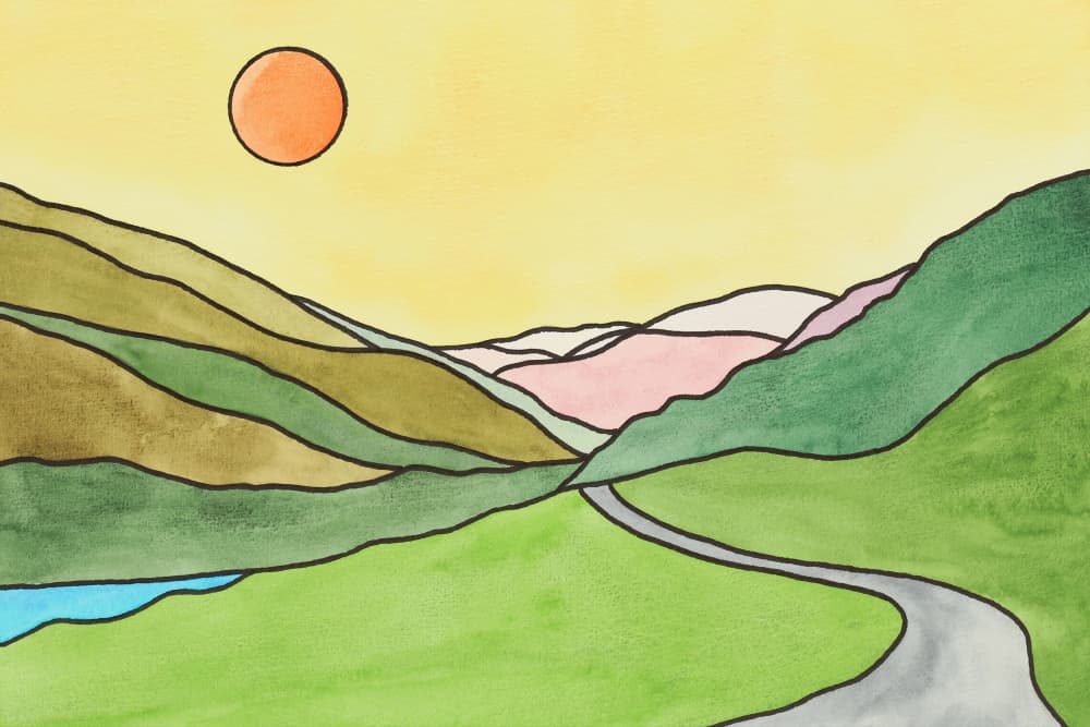 Sunlit Valley Road Journey by Natalie Bruns — canvas wall art