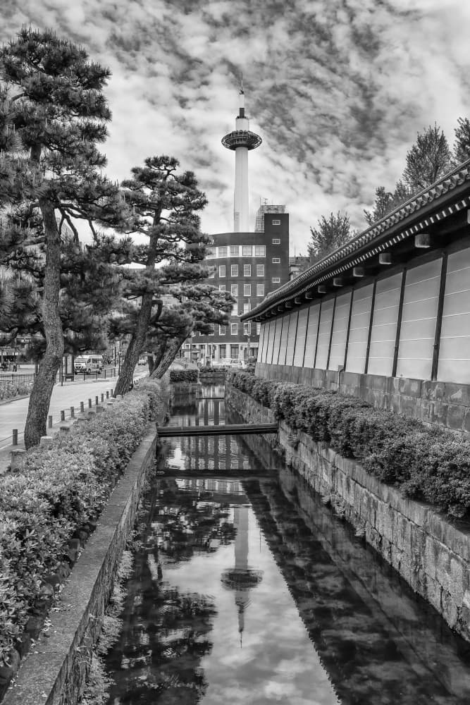 Kyoto Tower Canal Reflection by Melanie Viola — canvas wall art