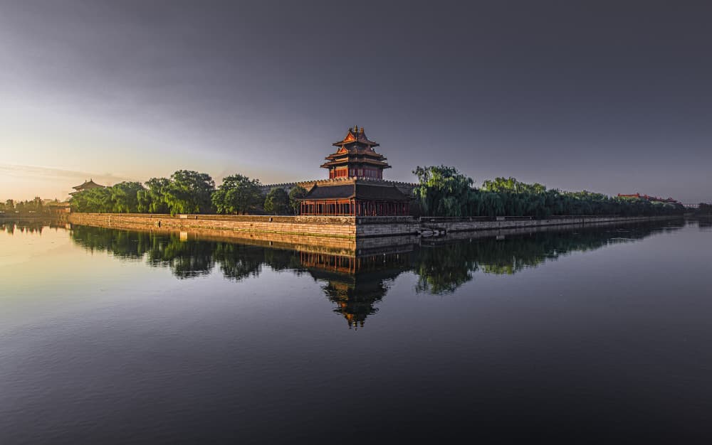 Serene Chinese Palace Reflection by Bing Yu — canvas wall art