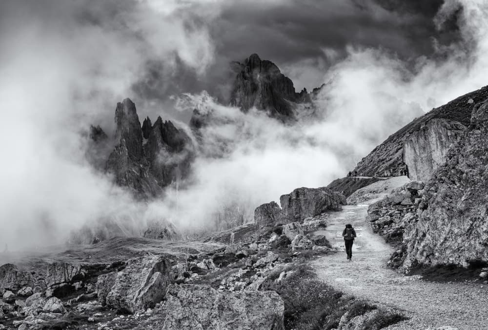 Misty Mountain Path by mihai ian nedelcu — canvas wall art