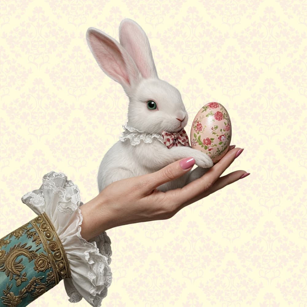 Elegant Rabbit Easter Egg by Sue Skellern — canvas wall art