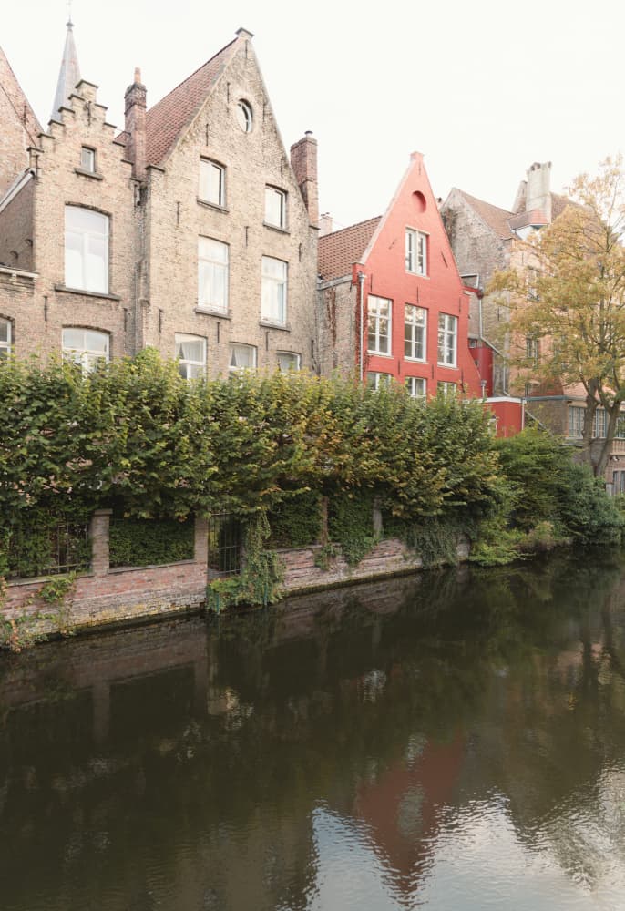 Bruges Canal Reflections by Courtney Crane — canvas wall art