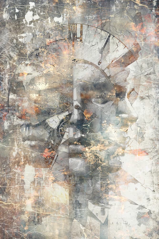 Grunge Time Portrait by Rafal Kulik — canvas wall art