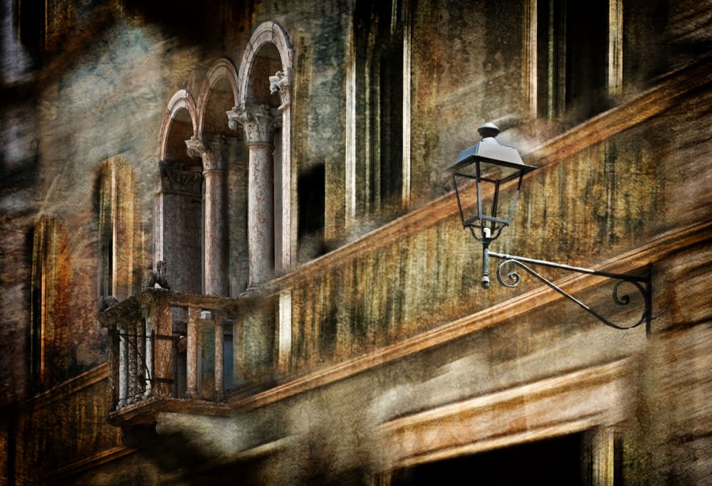 Historic Balcony Light by Raffaele Corte — canvas wall art